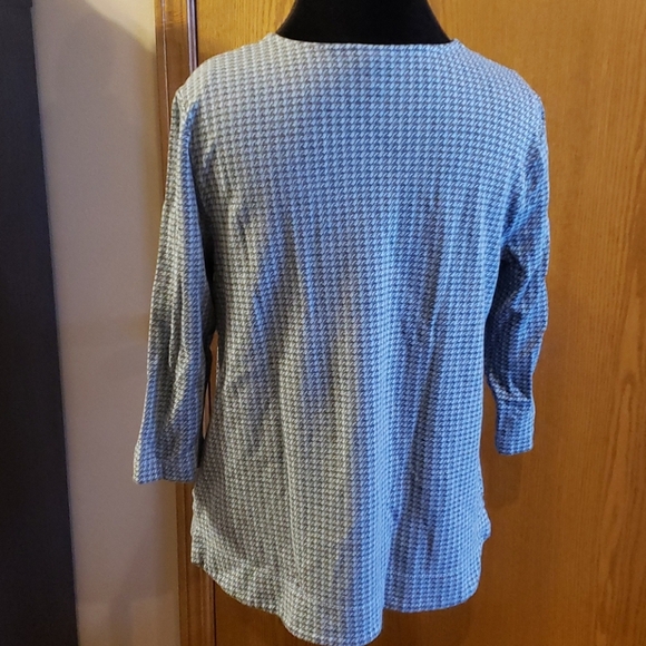 J jill blue houndstooth pullover top 3/4 sleeve - Picture 4 of 6